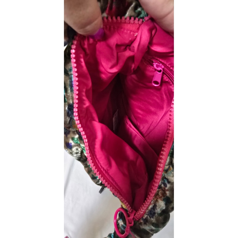 Natural Life Puffy Velvet Fit-It-All Bag Small Teal Flower Floral Shoulder Bag - Picture 6 of 6